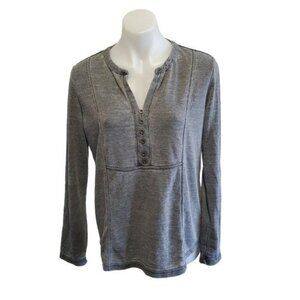 Jane And Delancey Anthropology Boho Gray Acid Wash Long Sleeve Thermal Top Med